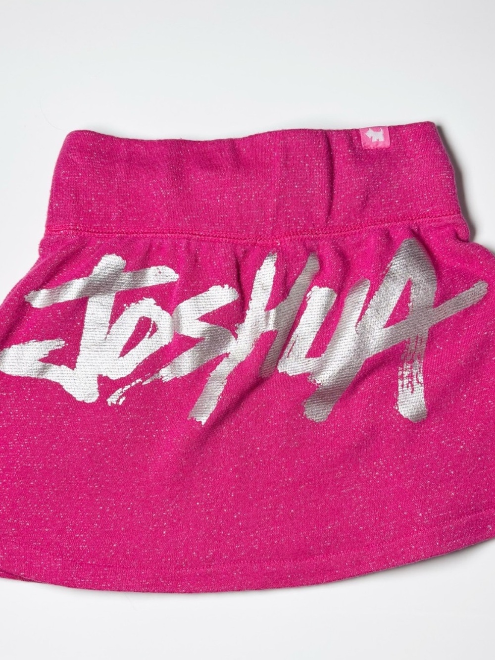 Vintage Y2K Joshua Perets Fuchsia Pink Heathered Skirt Silver Graffiti Logo S